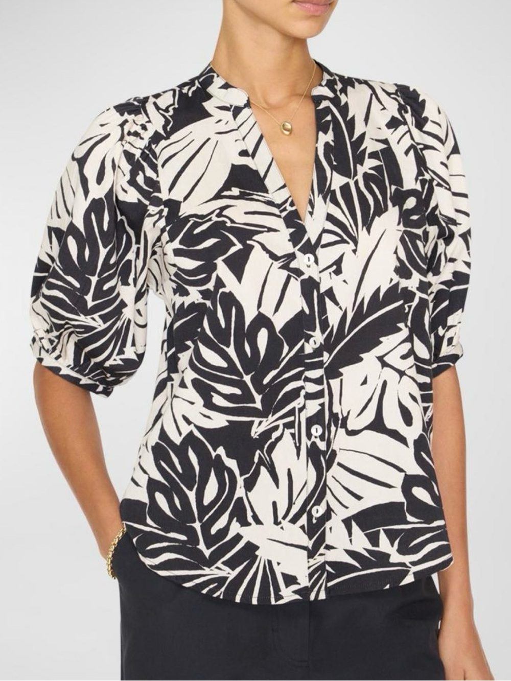 Brochu Walker Asteria Botanical Cotton Blouse Size Small